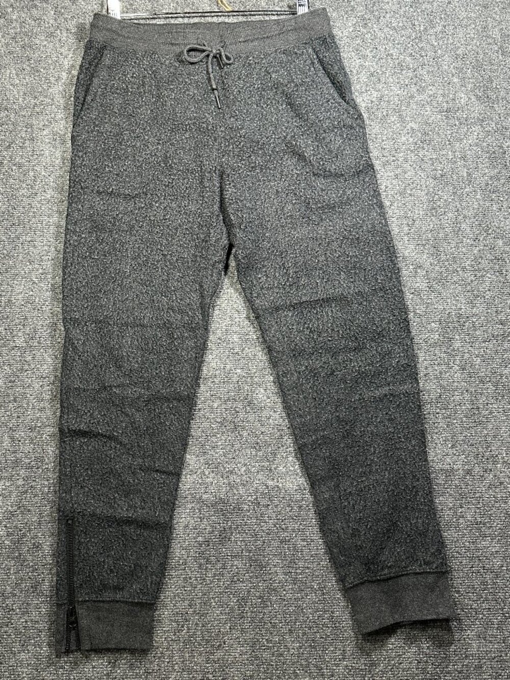 Club Monaco Joggers Womens Medium Gray Fleece Elastic Waist Tie Zip Ankle Pants